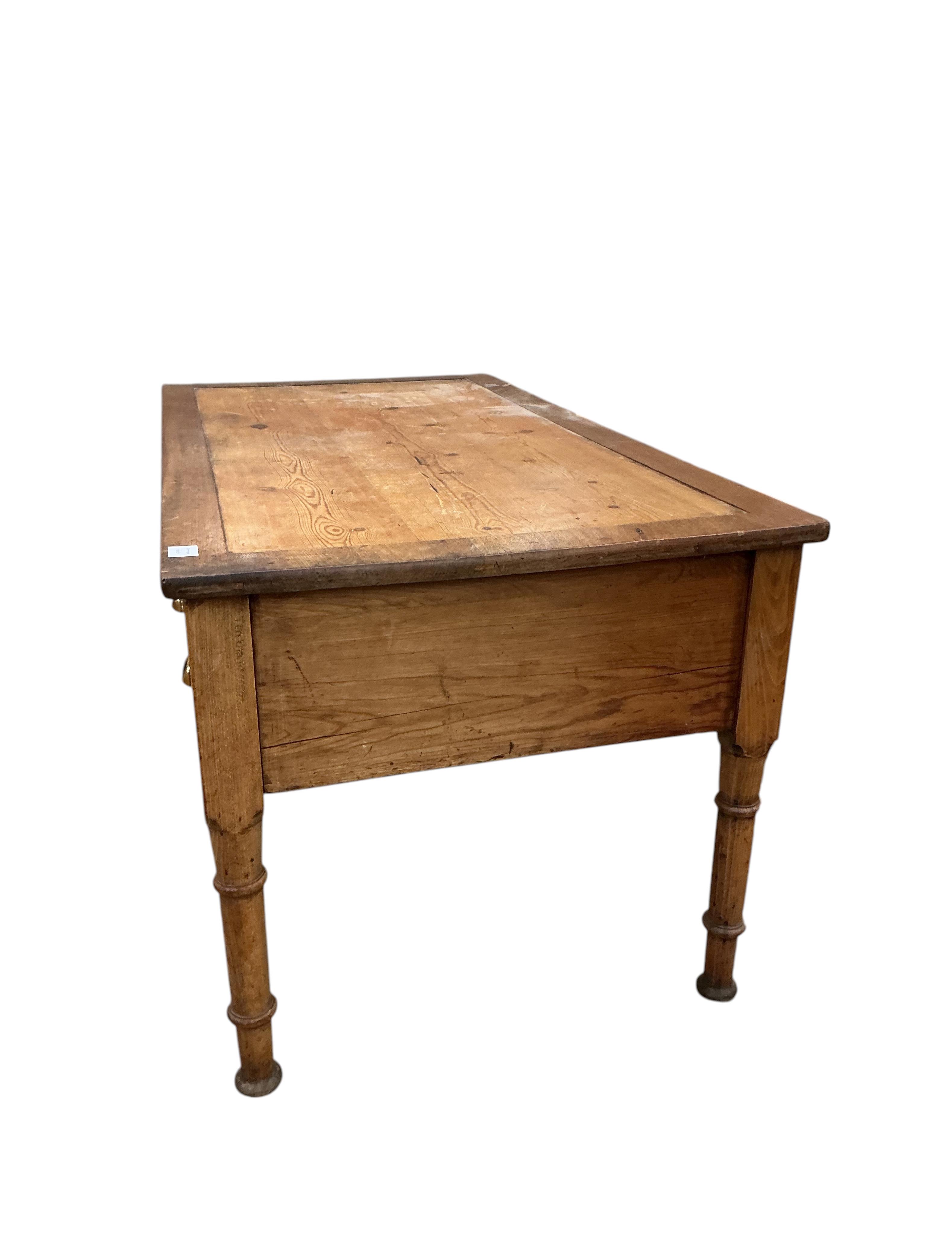 A Victorian walnut and pine kneehole desk, width 151cm, depth 79cm, height 76cm